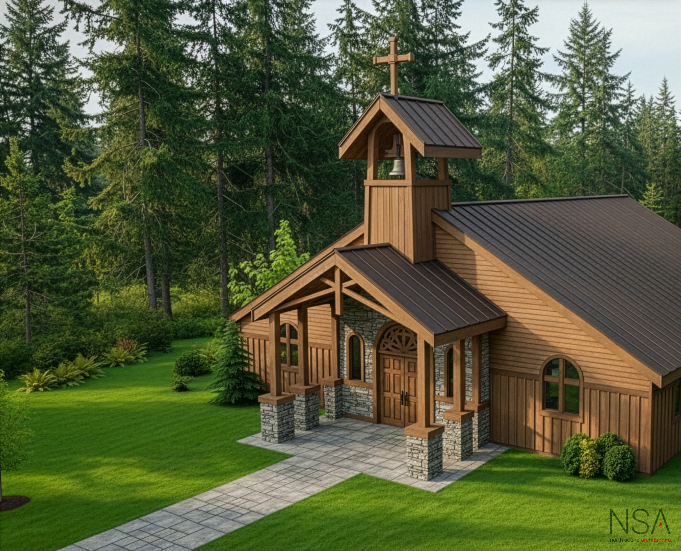 North Sound Architecture - Lopez Church birds eye view